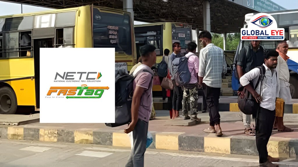 பாஸ்டேக்கில் பணமில்லை: திருப்பாச்சேத்தி டோல்கேட்டில் நிறுத்தப்பட்ட அரசு பஸ்கள்