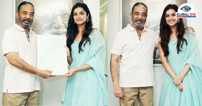 உலகநாயகன் கமல்ஹாசனை நேரில் சந்தித்து வாழ்த்து பெற்றார் ‘சேயோன்’ படநாயகி பாக்யஸ்ரீ போர்ஸே!