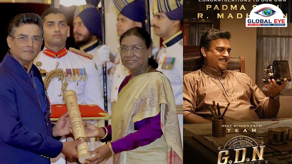 பத்மஸ்ரீ விருது பெற்ற நடிகர் மாதவன்: படப்பிடிப்பு தளத்தில் கேக் வெட்டி கொண்டாடிய ‘GDN’ படக்குழு!