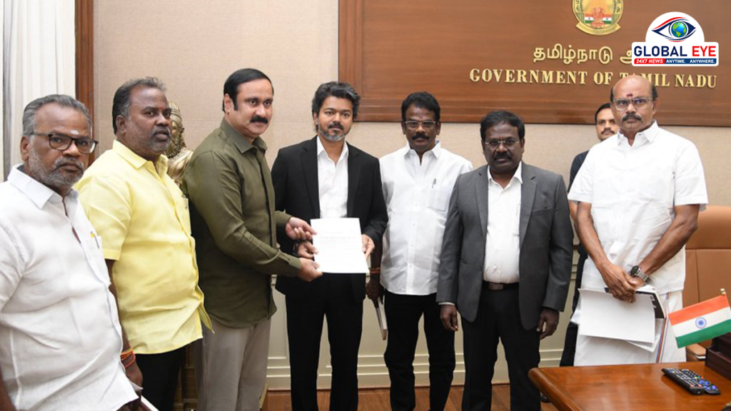 தலைமைச் செயலகத்தில் முக்கியச் சந்திப்பு: சாதிவாரிக் கணக்கெடுப்பு குறித்து முதல்வர் விஜயிடம் அன்புமணி இராமதாஸ் வலியுறுத்தல்!