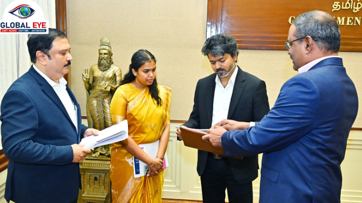 அசுர வளர்ச்சி!!தூத்துக்குடியில் விண்வெளி தொழிற்பூங்கா! முதலமைச்சர் விஜய்யை நேரில் சந்தித்து வாழ்த்து பெற்ற அமைச்சர் கீர்த்தனா!