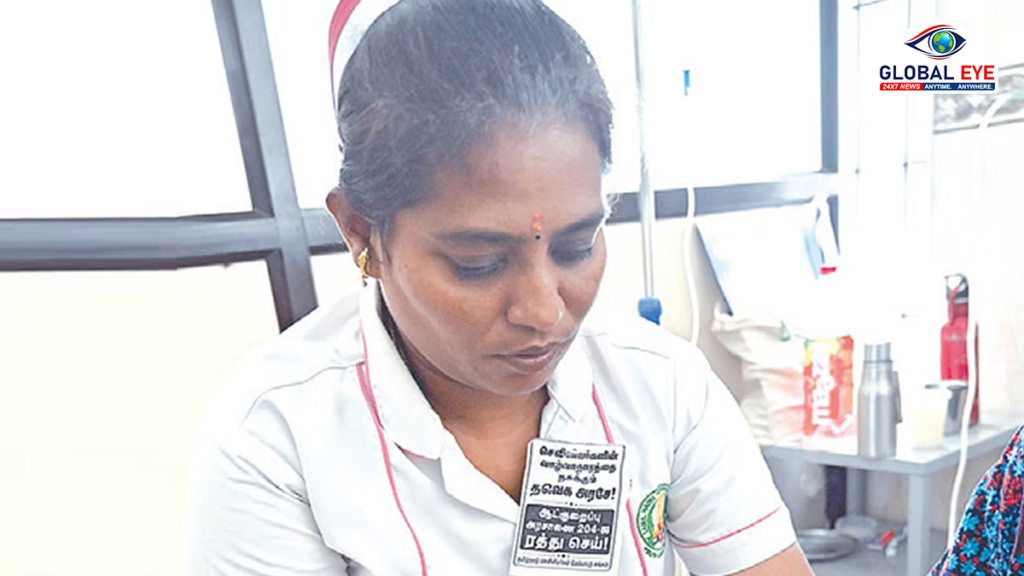 ஆட்குறைப்பு நடவடிக்கைக்கு எதிர்ப்பு தெரிவித்து செவிலியர்கள் கோரிக்கை அட்டை அணிந்து போராட்டம்! – ஒரு செய்தி அலசல்