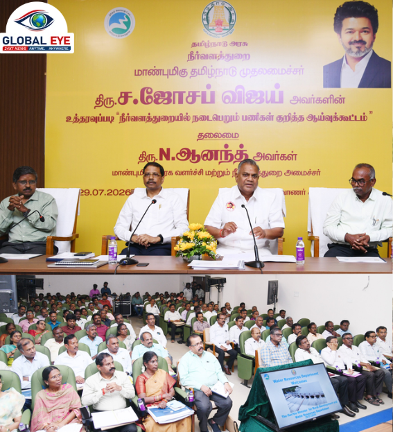 சென்னை கலைவாணர் அரங்கத்தில் நீர்வளத் துறை பணிகள் குறித்த உயர்நிலை ஆய்வுக் கூட்டம்!