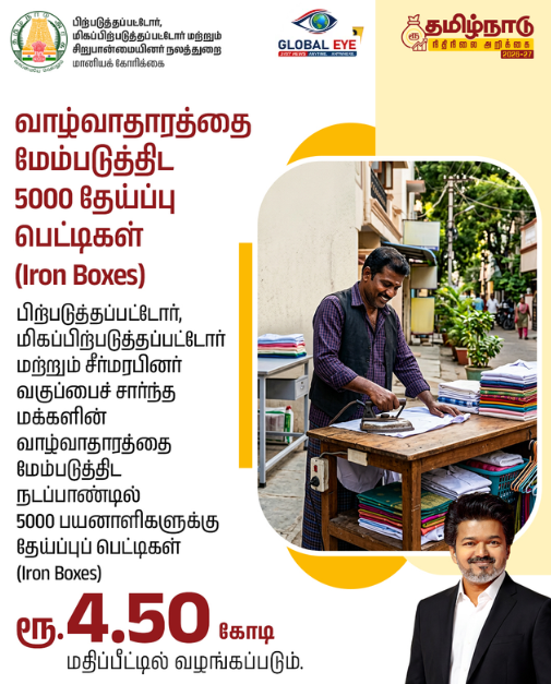 வாழ்வாதாரத்தை மேம்படுத்திடை 5000 தேய்ப்புப் பெட்டிகள் (Iron Boxes) வழங்கும் திட்டம்!
