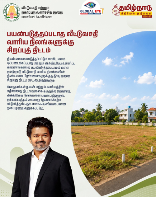வீட்டுவசதி வாரிய நிலங்களின் நீண்டகால பிரச்சனைகளுக்கு என்ட் கார்டு! புது சிறப்புத் திட்டம் அறிமுகம்!