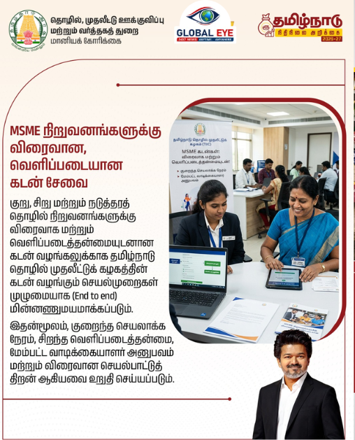 MSME நிறுவனங்களுக்கு விரைவான, வெளிப்படையான கடன் சேவை! TIIC செயல்முறைகள் முழுமையாக டிஜிட்டல் மயம்!