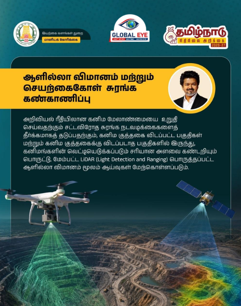 ஆளில்லா விமானம் மற்றும் செயற்கைக்கோள் சுரங்க கண்காணிப்பு! இயற்கை வளங்கள் துறையில் புதிய தொழில்நுட்ப முயற்சி!