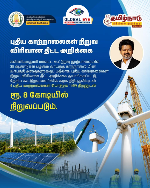கன்னியாகுமரி கூட்டுறவு நூற்பாலையில் புதிய காற்றாலைகள்: ரூ.8 கோடியில் அமைக்க தமிழ்நாடு அரசு திட்டம்!