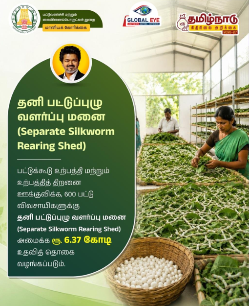 தனி பட்டுப்புழு வளர்ப்பு மனை அமைக்க ரூ.6.37 கோடி உதவித்தொகை: தமிழ்நாடு அரசு அறிவிப்பு!