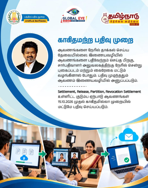 அக். 15 முதல் அமலுக்கு வருகிறது ‘காகிதமற்ற பதிவு முறை’ (Paperless Registration)!
