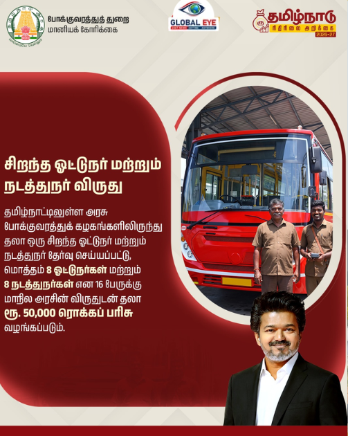 பணியாளர்களின் அர்ப்பணிப்புக்குக் கௌரவம்: சிறந்த ஓட்டுநர் & நடத்துநர்களுக்குக் ரொக்கப் பரிசுடன் கூடிய மாநில விருதுகள்!
