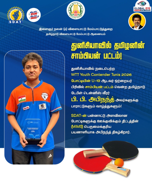 சர்வதேச அரங்கில் அபிநந்தின் வெற்றிக்கொடி: துனிசியாவில் சாம்பியன் பட்டம் வென்று சாதனை!