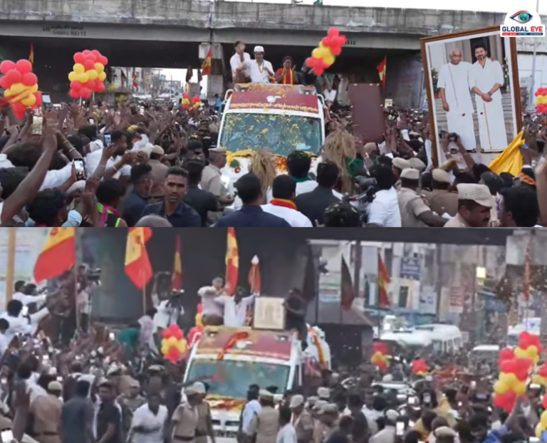 “பிறப்பொக்கும் எல்லா உயிர்க்கும்” – வேல், சூலம், இஸ்லாமியத் தொப்பி ஏந்தி மதநல்லிணக்க நாயகராக மதுராந்தகத்தில் முதலமைச்சர் விஜய்!